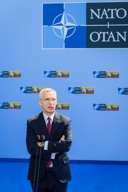 VILNIUS, LITHUANIA. 11 Temmuz 2023. NATO Genel Sekreteri Jens Stoltenberg, NATO SUMIT 2023 'ün eşiğinde.