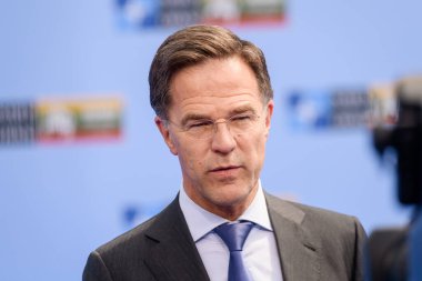 VILNIUS, LITHUANIA. 11 Temmuz 2023. Hollanda Başbakanı Mark Rutte, NATO SUMIT 2023 'ün eşiğinde. Vilnius, Litvanya.