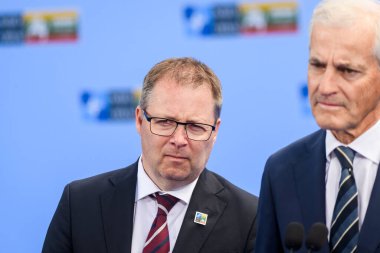 VILNIUS, LITHUANIA. 11 Temmuz 2023. Bjorn Arild Gram, Norveç Savunma Bakanı, NATO SUMIT 2023 'ün eşiğinde. Vilnius, Litvanya.
