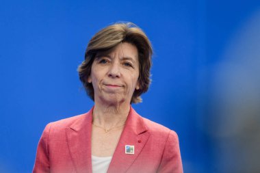 VILNIUS, LITHUANIA. 11 Temmuz 2023. Catherine Colonna, Avrupa ve Fransa Dışişleri Bakanı, NATO SUMIT 2023 'ün eşiğinde. Vilnius, Litvanya.