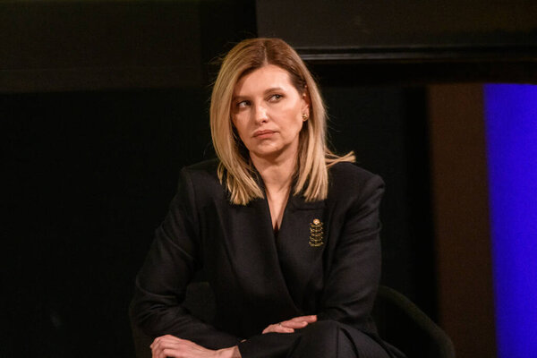 RIGA, LATVIA. 1st February 2024. Olena Zelenska, First Lady of Ukraine, during Conference Russia's War On Children.