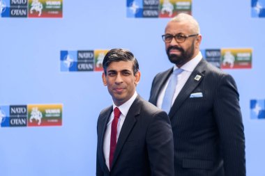 11.07.2023. VILNIUS, LITHUANIA. Rishi Sunak, Birleşik Krallık Başbakanı, NATO SUMIT 2023 'ün eşiğinde