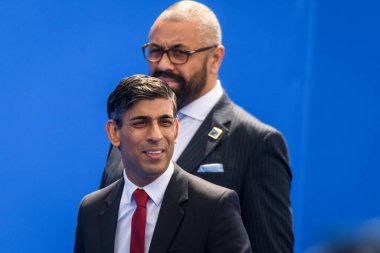 11.07.2023. VILNIUS, LITHUANIA. Rishi Sunak, Birleşik Krallık Başbakanı, NATO SUMIT 2023 'ün eşiğinde