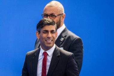 11.07.2023. VILNIUS, LITHUANIA. Rishi Sunak, Birleşik Krallık Başbakanı, NATO SUMIT 2023 'ün eşiğinde