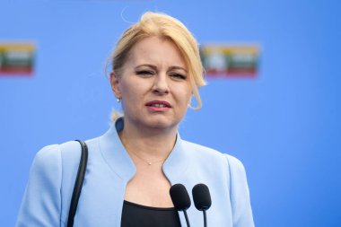 VILNIUS, LITHUANIA. 11 Temmuz 2023. Slovakya Cumhurbaşkanı Zuzana Caputova, NATO 'nun YAZ 2024 kapısında.