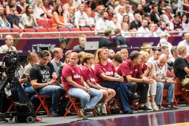 RIGA, LATVIA. 7 Temmuz 2024. FIBA OLYMPIC eleme turnuvası 2024 Letonya ve Brezilya takımı arasında oynanan maç.