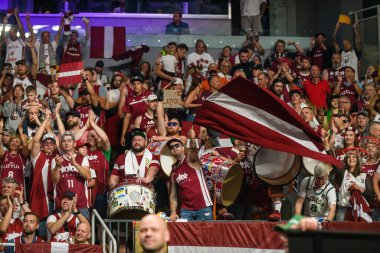 RIGA, LATVIA. 7 Temmuz 2024. FIBA OLYMPIC eleme turnuvası 2024 Letonya ve Brezilya takımı arasında oynanan maç.