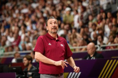 RIGA, LATVIA. 7 Temmuz 2024. FIBA OLYMPIC eleme turnuvası 2024 Letonya ve Brezilya takımı arasında oynanan maç.