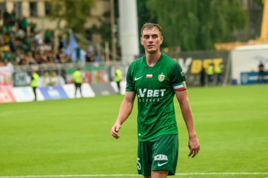 RIGA, LATVIA. 24 Temmuz 2024. Riga FC takımı ve Slask Wroclaw takımı arasında UEFA Konferans Ligi maçı.