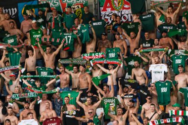 RIGA, LATVIA. 24 Temmuz 2024. Riga FC takımı ve Slask Wroclaw takımı arasında UEFA Konferans Ligi maçı.