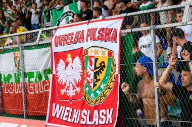 RIGA, LATVIA. 24 Temmuz 2024. Riga FC takımı ve Slask Wroclaw takımı arasında UEFA Konferans Ligi maçı.