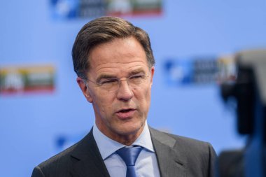 VILNIUS, LITHUANIA. 11 Temmuz 2023. Hollanda Başbakanı Mark Rutte, NATO SUMIT 2023 'ün eşiğinde. Vilnius, Litvanya.