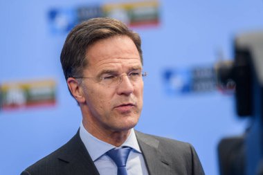 VILNIUS, LITHUANIA. 11 Temmuz 2023. Hollanda Başbakanı Mark Rutte, NATO SUMIT 2023 'ün eşiğinde. Vilnius, Litvanya.
