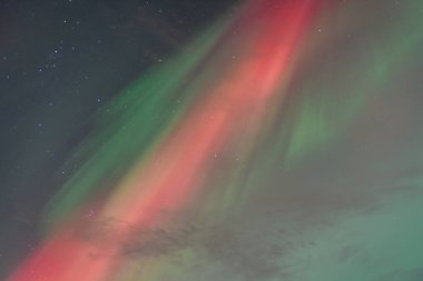 Karnikav, LATVIA. 10 Ekim 2024. Çok etkileyici kuzey ışıkları, gökyüzünde görünen aurora borealis.