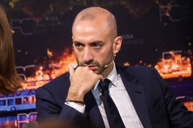 RIGA, LATVIA. 19 Ekim 2024. Benjamin Haddad, Riga Konferansı 2024 'te Fransa' nın Avrupa İşleri Bakanı..