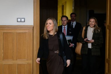 RIGA, LATVIA. 26 Kasım 2024. Baiba Braze, Letonya Dışişleri Bakanı Jessica Rosencrantz (fotoğrafta) ile bir araya geldi, İsveç 'in AB İşleri Bakanı.