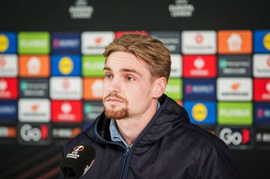 RIGA, LATVIA. 22 Ocak 2025. RIGA, LATVIA. UEFA Avrupa Ligi karşılaşmasından önce Amsterdam Ajax takımının basın toplantısı RFS ve AJAX.