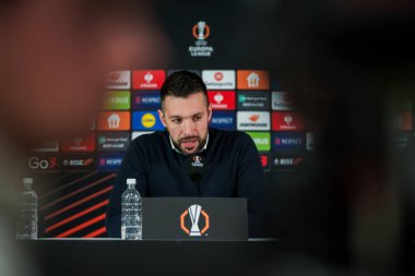 RIGA, LATVIA. 22 Ocak 2025. RIGA, LATVIA. UEFA Avrupa Ligi karşılaşmasından önce Amsterdam Ajax takımının basın toplantısı RFS ve AJAX.