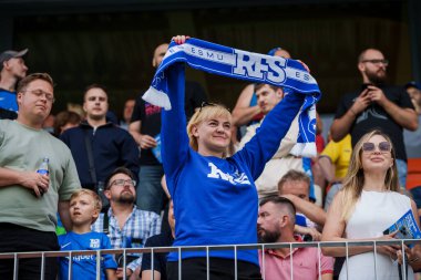 RIGA, LATVIA. 22 Temmuz 2025. UEFA Şampiyonlar Ligi İkinci eleme turu RFS ve Malmo takımı arasındaki 1. ayak maçı.