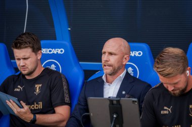 RIGA, LATVIA. 22 Temmuz 2025. UEFA Şampiyonlar Ligi İkinci eleme turu RFS ve Malmo takımı arasındaki 1. ayak maçı.