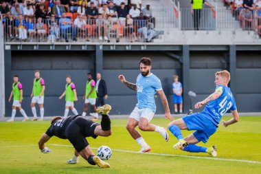 RIGA, LATVIA. 22 Temmuz 2025. UEFA Şampiyonlar Ligi İkinci eleme turu RFS ve Malmo takımı arasındaki 1. ayak maçı.