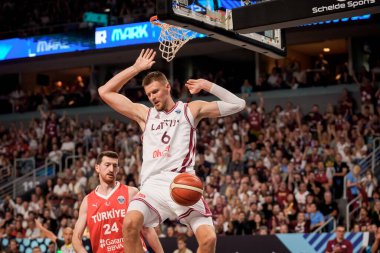 RIGA, LATVIA. 27 Ağustos 2025. FIBA EUROBASKET 2025 Ulusal Erkekler Takımı Letonya ile Milli Erkekler Takımı Türkiye arasında oynanan basketbol maçı.
