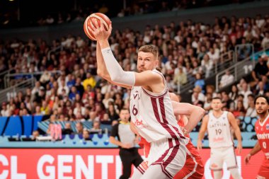 RIGA, LATVIA. 27 Ağustos 2025. FIBA EUROBASKET 2025 Ulusal Erkekler Takımı Letonya ile Milli Erkekler Takımı Türkiye arasında oynanan basketbol maçı.