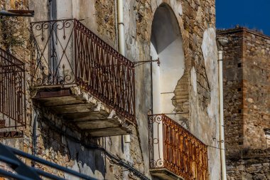 Abandoned ruins of the ghost town of Craco. A city abandoned due to an earthquake in the late 20th century. Province of Matera, Basilicata, Italy clipart