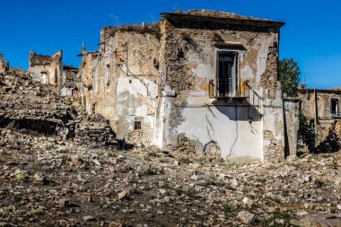 Abandoned ruins of the ghost town of Craco. A city abandoned due to an earthquake in the late 20th century. Province of Matera, Basilicata, Italy clipart