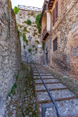 Spoleto, a beautiful ancient town with a dominant castle and aqueduct in the province of Perugia, in the Umbria region of Italy. clipart