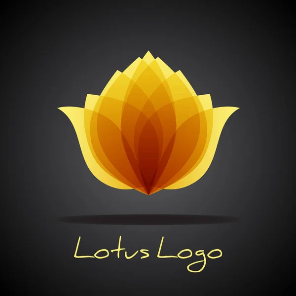 Golden Lotus Logo Design Flower Symbol Vector Organic Floral Emblem — Stock Vector