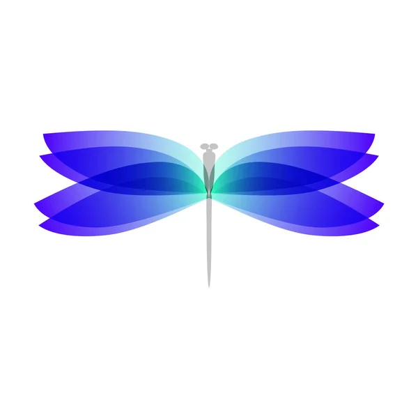 Dragonfly Platt Ikon Med Mjuka Övergångsfärger Vingar Abstrakt Ljus Logotyp — Stockfoto