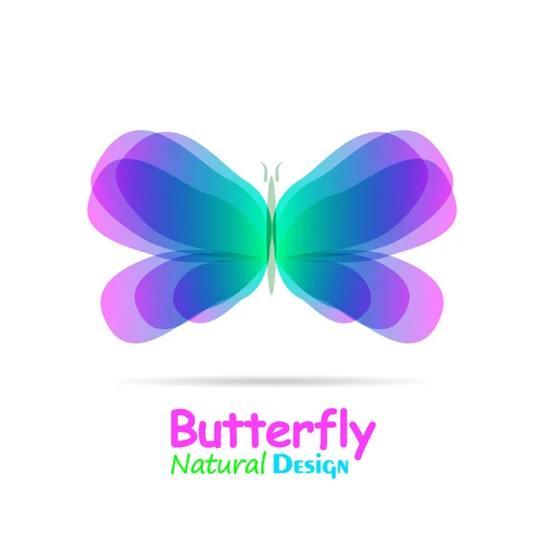 Mariposa Acuarela Con Suaves Alas Colores Transición Plantilla Logotipo Brillante — Vector de stock