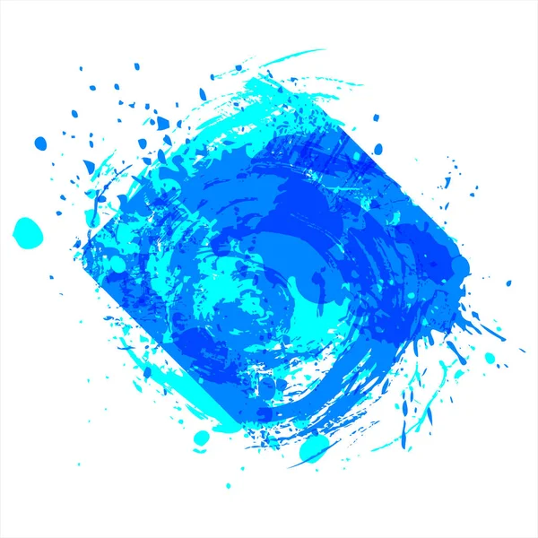 Blaues Farbspritzer Logo Wirbelnde Wasserwellen Pinselstriche Aquarell Malen Grunge Design — Stockfoto