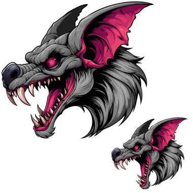 Yarasa Canavarı Başı Mor Olası Düzenlenebilir Rengi 