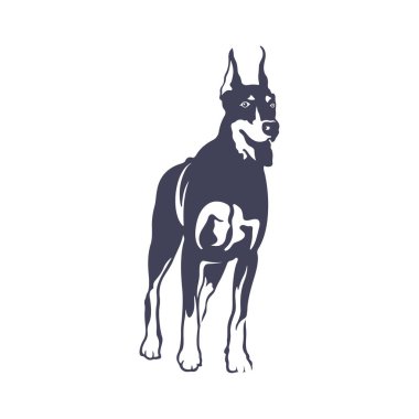 Doberman Köpek logosu tasarım vektörü. Şablon İllüstrasyonu. Simge Sembolü