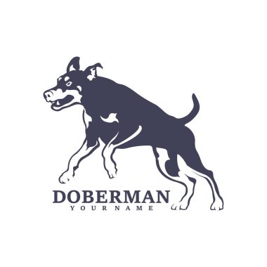 Doberman Köpek logosu tasarım vektörü. Şablon İllüstrasyonu. Simge Sembolü