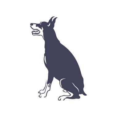 Doberman Köpek logosu tasarım vektörü. Şablon İllüstrasyonu. Simge Sembolü