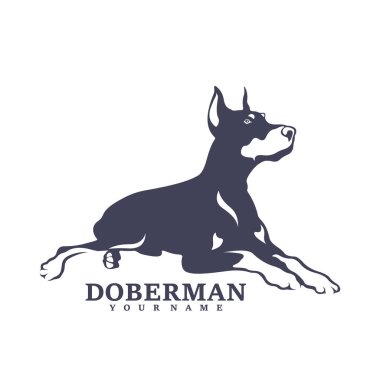 Doberman Köpek logosu tasarım vektörü. Şablon İllüstrasyonu. Simge Sembolü