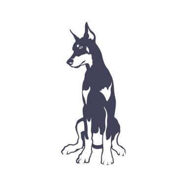 Doberman Köpek logosu tasarım vektörü. Şablon İllüstrasyonu. Simge Sembolü