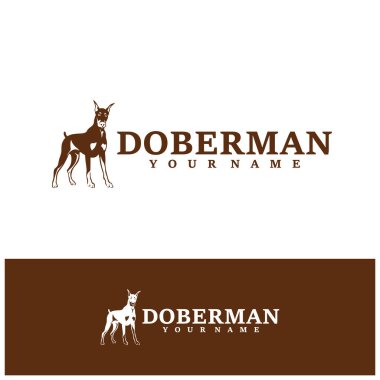 Doberman Köpek logosu tasarım vektörü. Şablon İllüstrasyonu. Simge Sembolü