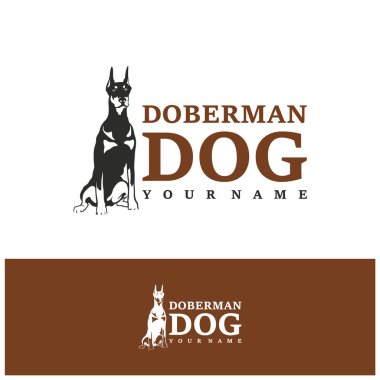 Doberman Köpek logosu tasarım vektörü. Şablon İllüstrasyonu. Simge Sembolü