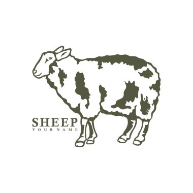 Koyun logosu tasarım vektörü. Siluet Koyun Şablonu Çizimi. Simge Sembolü