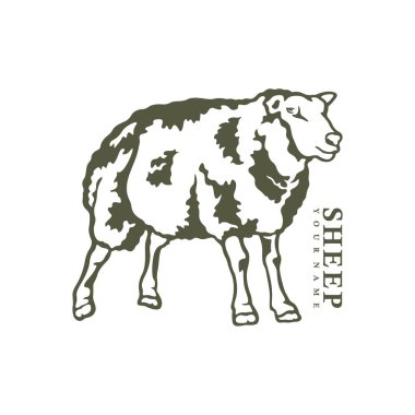 Koyun logosu tasarım vektörü. Siluet Koyun Şablonu Çizimi. Simge Sembolü