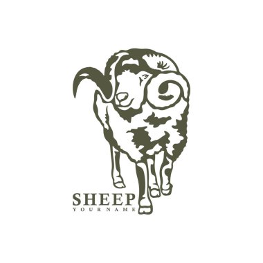 Koyun logosu tasarım vektörü. Siluet Koyun Şablonu Çizimi. Simge Sembolü