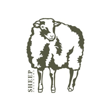 Koyun logosu tasarım vektörü. Siluet Koyun Şablonu Çizimi. Simge Sembolü