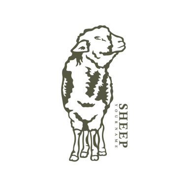 Koyun logosu tasarım vektörü. Siluet Koyun Şablonu Çizimi. Simge Sembolü