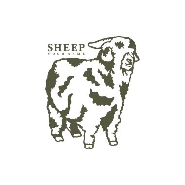 Koyun logosu tasarım vektörü. Siluet Koyun Şablonu Çizimi. Simge Sembolü