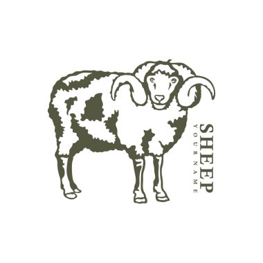 Koyun logosu tasarım vektörü. Siluet Koyun Şablonu Çizimi. Simge Sembolü