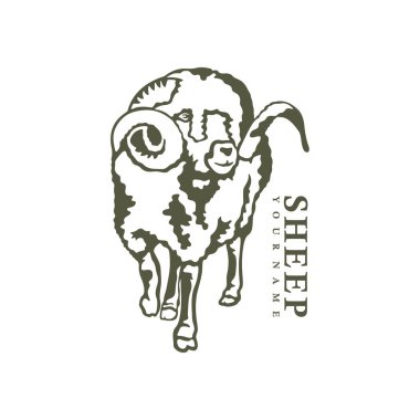 Koyun logosu tasarım vektörü. Siluet Koyun Şablonu Çizimi. Simge Sembolü